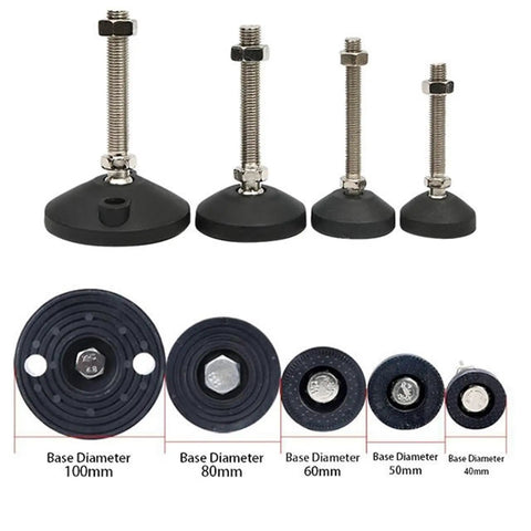 Five Pack Nylon Fixed Leveling Feet With Metal Mounting Plate For Metal Furniture Stable Ground Contact Easy Height Adjustment In Any Direction
