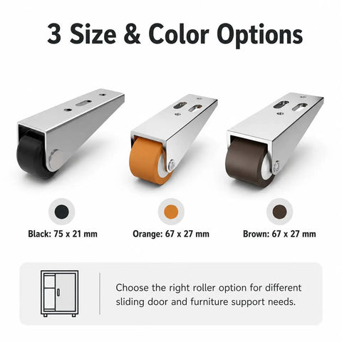 Heavy Duty Vertical Track Roller Wheels With Thick Rubber Casters For Smooth Sliding Door Glide Zero Sag Bottom Track Rollers Brown Orange Black