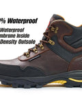 Side view of a Waterproof Steel Toe Work Boot For Men Leather Lace Up Industrial Safety Boots Built Tough With Oil And Slip Resistance.
