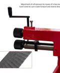 Close-up of Bead Roller Machine For Sheet Metal Work Manual Flare Tool With 6 Dies Adjustable Gap Rotary Bead Former.