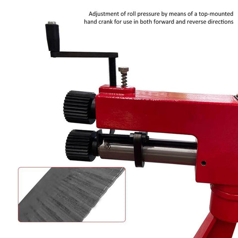 Close-up of Bead Roller Machine For Sheet Metal Work Manual Flare Tool With 6 Dies Adjustable Gap Rotary Bead Former.