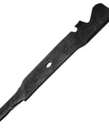 Xtreme Mulching Kit for 54 Inch Decks With Three Mulching Blades Plug and Mounting Hardware For Ultima ZTX Series Zero Turn Mowers OEM Part 19B70065100 Replacement blade with center hole detail.