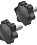 Premium M8 X 20mm Male Threaded Star Knobs Two Pack Heavy Duty Quick Grip Thumb Screws with black finish for easy adjustments.