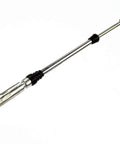 Close-up of 33C Throttle And Shift Remote Control Cable Kit for Yamaha Outboard Engine, showcasing stainless steel and blue casing.