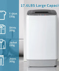 Fully Automatic Portable Washing Machine With Built In Drain Pump And Hands Free Spin Cycle, 17.6LBS capacity for efficient laundry.