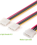 Two Pack 4 Pin Power Supply Y Splitter Cable Kit Internal Extension Cable 2 Female To 1 Male Connectors 20 Cm Length Ideal For IDE Hard Drives And CD DVD Drives