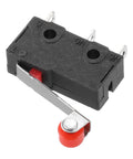 KW11 3Z N 1NO 1NC Micro Limit Switch Waterproof Miniature Switch 5A 125 To 250VAC with red roller in close-up view