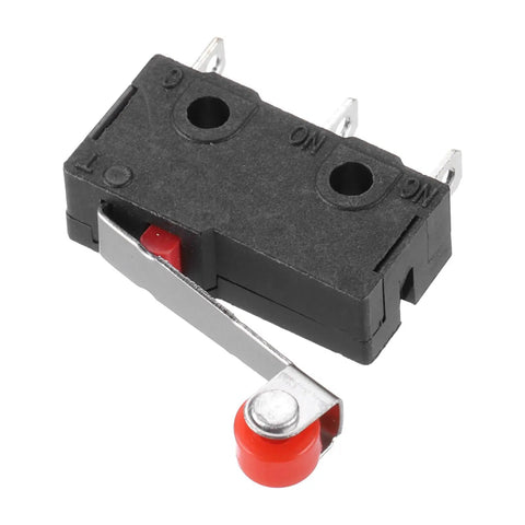 KW11 3Z N 1NO 1NC Micro Limit Switch Waterproof Miniature Switch 5A 125 To 250VAC with red roller in close-up view