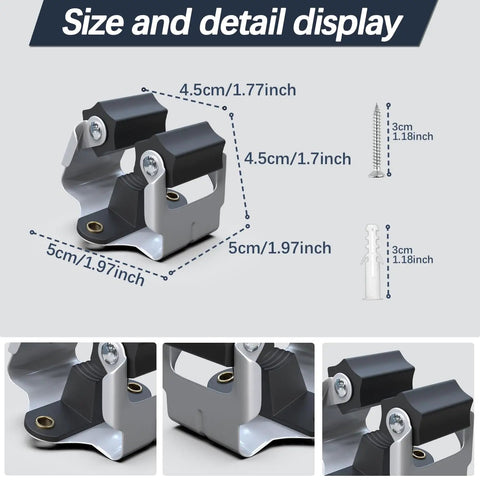 Heavy Duty Mop And Broom Holder Wall Mount 10 Pack Organizer size details black holders screws and anchors displayed