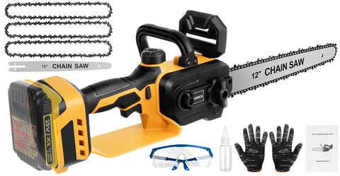 Cordless 12 Inch Mini Chainsaw Tool Only For 20V Max Batteries Brushless Handheld Chainsaw With Auto Oiler And Safety Lock Easy Yard Work For Wood Cutting And Tree Pruning Battery Not Included with accessories