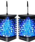 Cool Blue Dancing Flame Solar Lantern Lights Outdoor Waterproof 99LED Hanging Lantern USB Or Solar Powered Yard Patio Deck Garden Decor 2 Pack Great