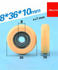 Rock Solid 20 Pack Circular Arc Plastic Coated 608ZZ Roller Bearings, 8*36*10mm size, suitable for DIY builds and heavy duty use.
