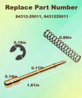 Rock Solid Heavy Duty Brass Steering Wheel Horn Contact Plate And Plunger Pin Kit Fits Toyota Models Original Style Pro Grade Interior No Sweat Installation 8431220011 parts showing brass pin, spring, and clip with dimensions