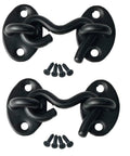 Two Pack Hook And Eye Latch For Doors And Gates 2 Inch Black Stainless Steel Heavy Duty Privacy Latch Solid 6mm Thick Rust Resistant