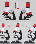 Kids Microscope Kit For Beginners With LED Light 100X 400X And 1200X Magnification Kid Friendly Educational Toy adjustable head