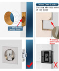 Comparison of hidden barn door pocket lock with key in brushed nickel and other door locks.
