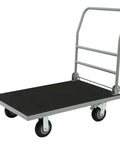 Beefy Heavy Duty Steel Platform Cart With 2200 Lbs Capacity Foldable Flat Dolly For Warehouse Garage And Workshop Use With Four Wheels And Two Brakes Featuring Rust Resistant Steel Frame And Durable Coating, angled view