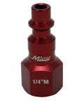 ColorFit M-Style Red 1/4 Inch NPT Coupler And Plug Kit 3-Piece Set For Worksite-Ready Industrial Air Lines, male plug detail