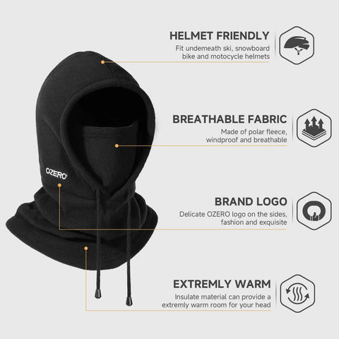 Balaclava Ski Face Mask With Windproof Thermal Comfort For Men And Women Convertible Hood Full Head Cover Scarf Neck Gaiter