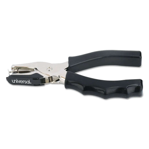 Eight Sheet Handheld Hole Punch 1 Quarter Inch, Metal With Rubber Grip, Black Finish, Easy Empty Chip Receptacle, 8 Sheet Capacity