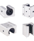 Pro Grade SBR25UU Aluminum Slide Block Set, 4 Pcs 25mm Linear Bearing Ball Slides, CNC Router Parts, Lightweight Aluminum Housing