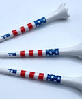Premium USA Golf Tees In Three And A Quarter Or Two And Three Quarters Inch Durable Plastic 100 Pack Stars And Stripes