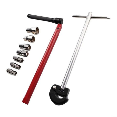 Heavy Duty Carbon Steel Faucet Wrench Set With Knuckle Savers Handles, ergonomic design for easier plumbing tasks.