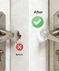 16 Pack Clear Door Handle Bumpers And Cabinet Silencers With Strong 3M Self Adhesive Sticky Wall Protectors That Slap Right On To Knock Out Rattling And Keep Things Quiet before and after installation comparison.