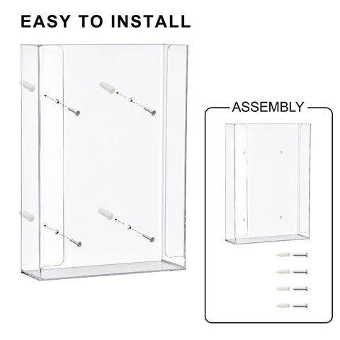 Clear Acrylic Glove Box Holder Wall Mounted Dispenser Floating Organizer For Three Boxes Large Size 10.5 W x 15 H x 3.5 D with hardware
