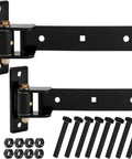 13 Inch Beefy Heavy Duty Gate Hinges with 900 lb Capacity and bolts, shown in black steel for large gates.
