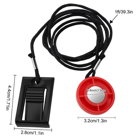 Red Magnetic Treadmill Safety Key, Universal Round Key Replacement for Most Treadmills, black cord, and clip, 39.4in length.