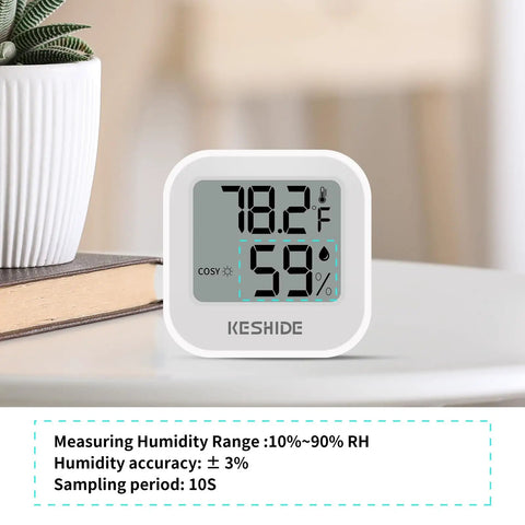All In One Room Humidity And Temperature Meter With LCD Display Accurate Hygrometer Thermometer For Bedroom Nursery Office Greenhouse And Cellar Easy To Read Sensor With Precise Temperature And Humidity Readings on desk