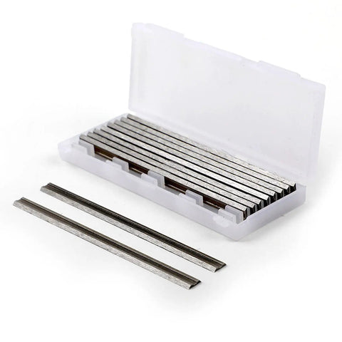Heavy Duty Jointer Knives And Planer Blades, HSS Double Edged Cutters in case, 10 pack, for woodworking use.