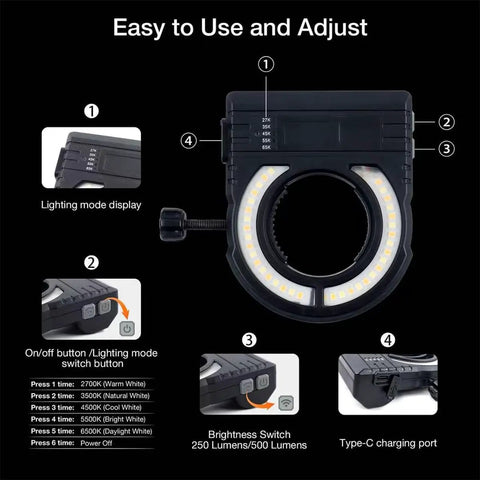 Universal Spray Gun Led Light With Adjustable Lumens And Color Temp Straight Up Crisp Illumination rechargeable lamp with adjustable settings.