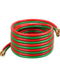 One Quarter Inch By Fifty Foot Oxygen Acetylene Twin Welding Hose Pro Grade Heavy Duty Grade R coiled, red and green hose