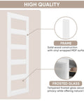 White Sliding Closet Door 48 By 80 Inches With Frosted Glass Double 25 Inch Panels 5 Lite Bypass Door With Hardware Kit And Matching Fascia
