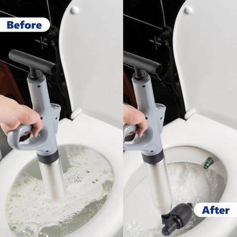 High Pressure Air Drain Plunger For Quick Toilet Clogs And Drain Unclogging Easy To Use No Plumber Needed in use on toilet