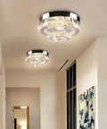 Two Layer Mini Crystal Chandelier LED Ceiling Light Dope Round Flush Mount Dimmable 30W 110V Modern Ceiling Fixture