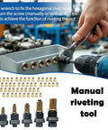 Mandrel Rivnut Kit M3 To M10 66 Piece Carbon Steel Rivnut Set For Auto Bodywork And DIY Metal Fabrication Dual Drill Or Wrench Drive For Fast Press In Includes M3 M4 M5 M6 M8 M10 Mandrels And 60 Rivet Nuts on metal panel