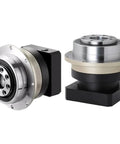 Rock Solid Heavy Duty Planetary Gearbox With Helical Gears And Flange Output Reducer 24 Mm Input For Nema Stepper Servo Motors At 50 To 1 Ratio Plug And Play Ready - close-up of gearbox outer casing and flange