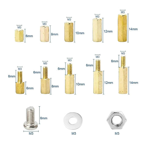 Massive 910 Piece M3 Brass Hex Standoff Spacer Kit With Male And Female Spacers Nuts Washers Screws For Electronics Projects And Pro Builds For Makers And Hobbyists M3 brass spacers 6-14mm