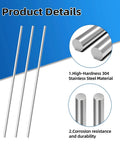 1mm By 300mm 304 Stainless Steel Rod Set 12 Pieces Round Solid Shaft Rods For Crafts And DIY Projects Lathe Bar Stock