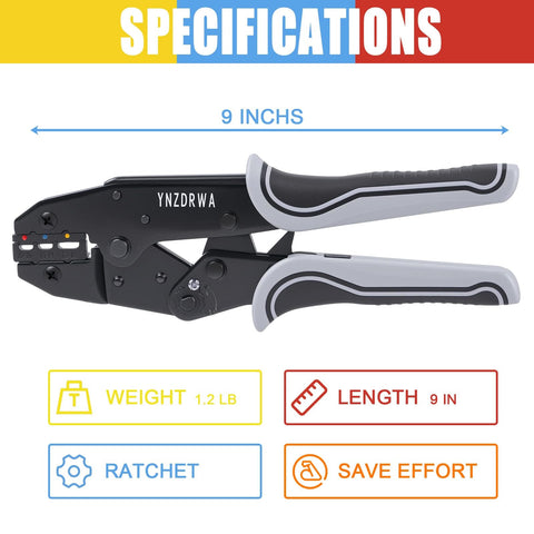 Ratcheting Wire Crimping Tool For Heat Shrink Connectors Pro Grade Crimper Pliers For 10 To 22 AWG Wire High Precision Jaw
