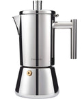 Stainless Steel Stovetop Espresso Maker 6 Cup Moka Pot For Induction 10 Oz Italian Style Coffee Pot With Heat Resistant Lid And Easy Grip Handle Magnetic Base For Even Heating Durable Everyday Coffee Maker