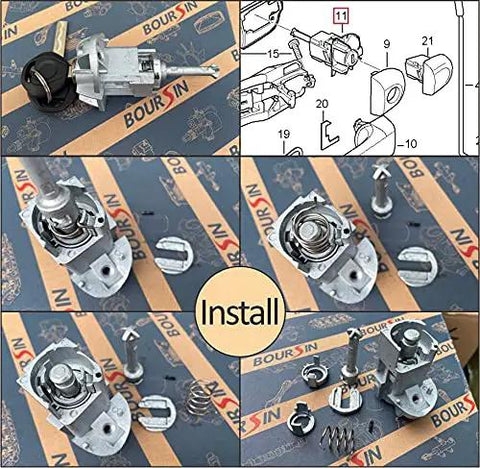 Door Lock Cylinder Repair Kit For BMW E46 3 Series M3 1998 To 2006 Front Left And Right Zinc Alloy 7 Piece Set components and diagram
