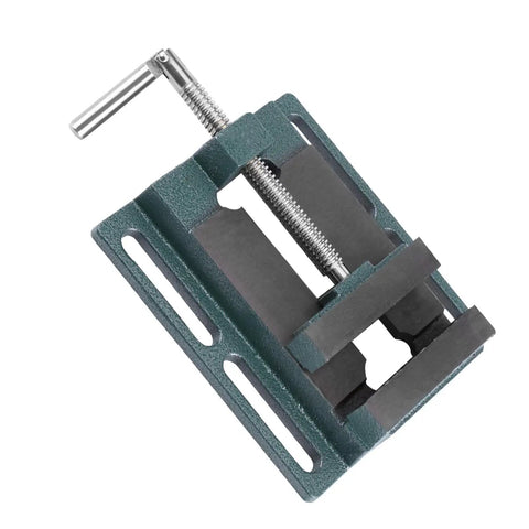 Pro Grade Drill Press Vise With 4 Inch Opening Heavy Duty Milling Vise Heightened Widened Jaws Cast Iron Body For Rock Solid Clamping On Milling Machines And Drill Presses, angled view