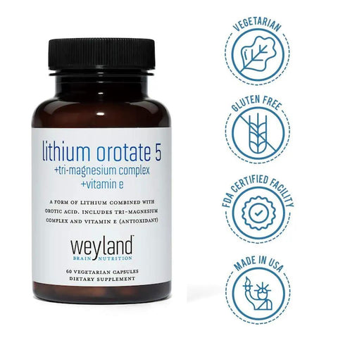 Brain Fuel Lithium Orotate 5mg And Tri Magnesium Threonate Complex With Taurinate Malate Glycine Vitamin E 60 Vegetarian Capsules bottle