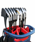 No-Rattle Golf Club Organizer for Iron Sets Only in bag, anti-slip slots, soft cover, fits most bags, clubs securely stored