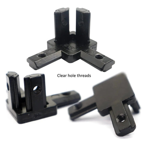 Eight Pieces 20x20 Aluminum T Slot Corner Brackets With Set Screws For 2020 Series Extrusions, 3 Way Tri Connectors To Build Strong, Adjustable Frames For DIY Projects In Black, clear hole threads