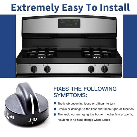 4 Pack Black Gas Range Burner Knobs Replacement For Standard Home Gas Ranges Easy Install Fits 8273103 8273107 8273111 ER8273103 Not Universal Replaces AP6012363 And More Durable Kitchen Range Knob Set